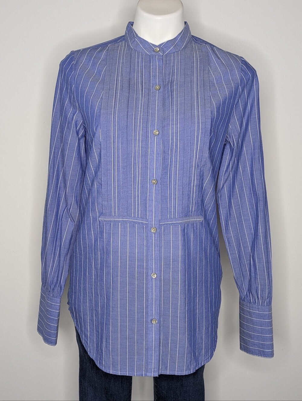 Alex Mill Blue White Striped Long Sleeve Cotton Button Up Blouse S